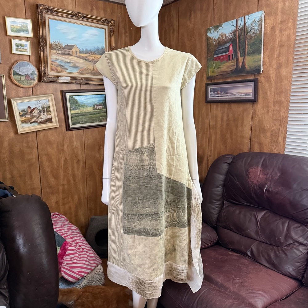 Boho Patchwork Linen Dress